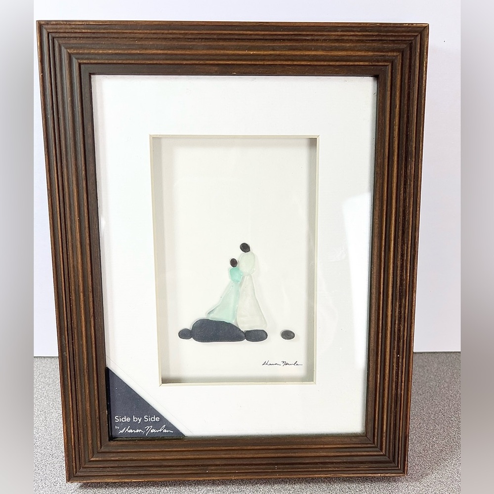 Sharon Nowlan Seaglass Art 3D shadowbox frame with tags “ side by side”